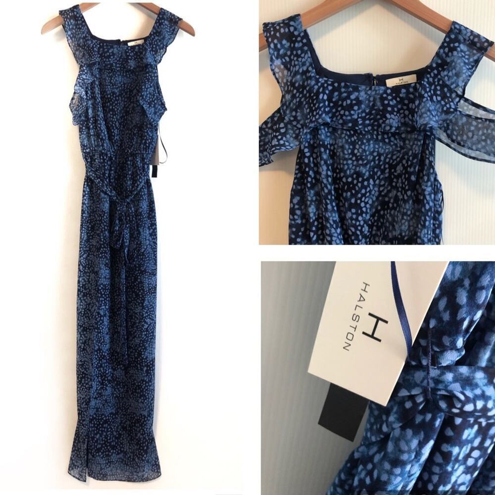 H by Halston cold shoulder long gown dress
